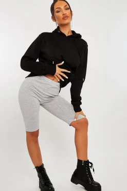 Rebellious Fashion Grey Jersey Cycling Shorts - Fiona