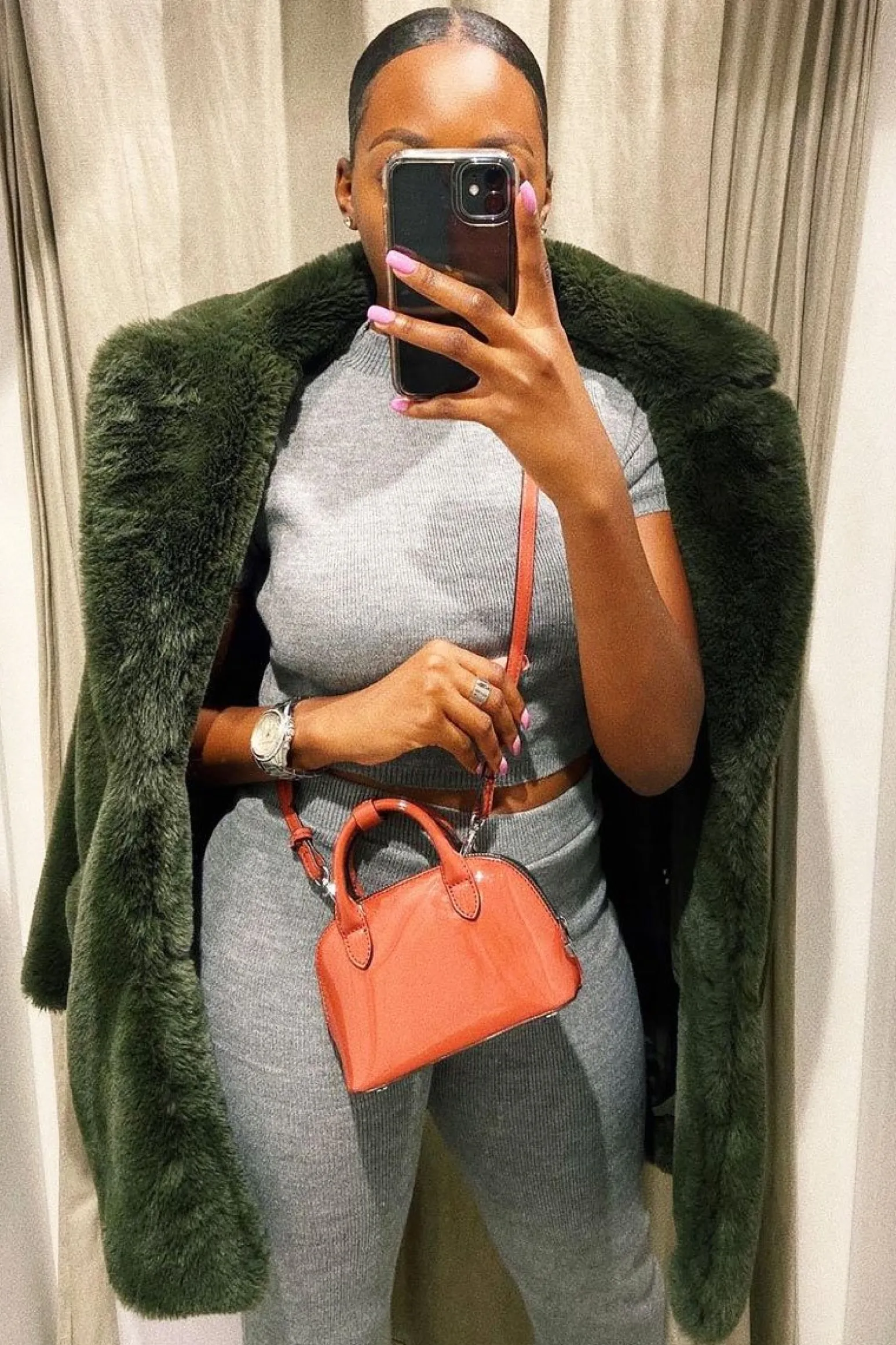 Rebellious Fashion Grey Knit High Neck Crop Top and Trouser Co-ord - Helena