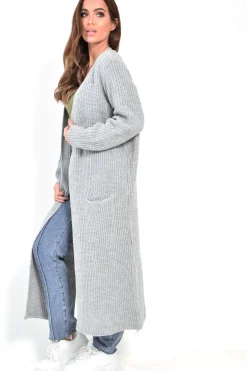 Rebellious Fashion Grey Knitted Longline Cardigan - Jadamarie
