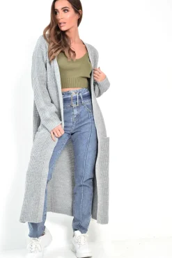 Rebellious Fashion Grey Knitted Longline Cardigan - Jadamarie