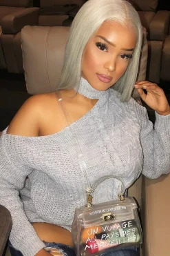 Rebellious Fashion Grey Knitted Slash Neck Off Shoulder Jumper - Hazel