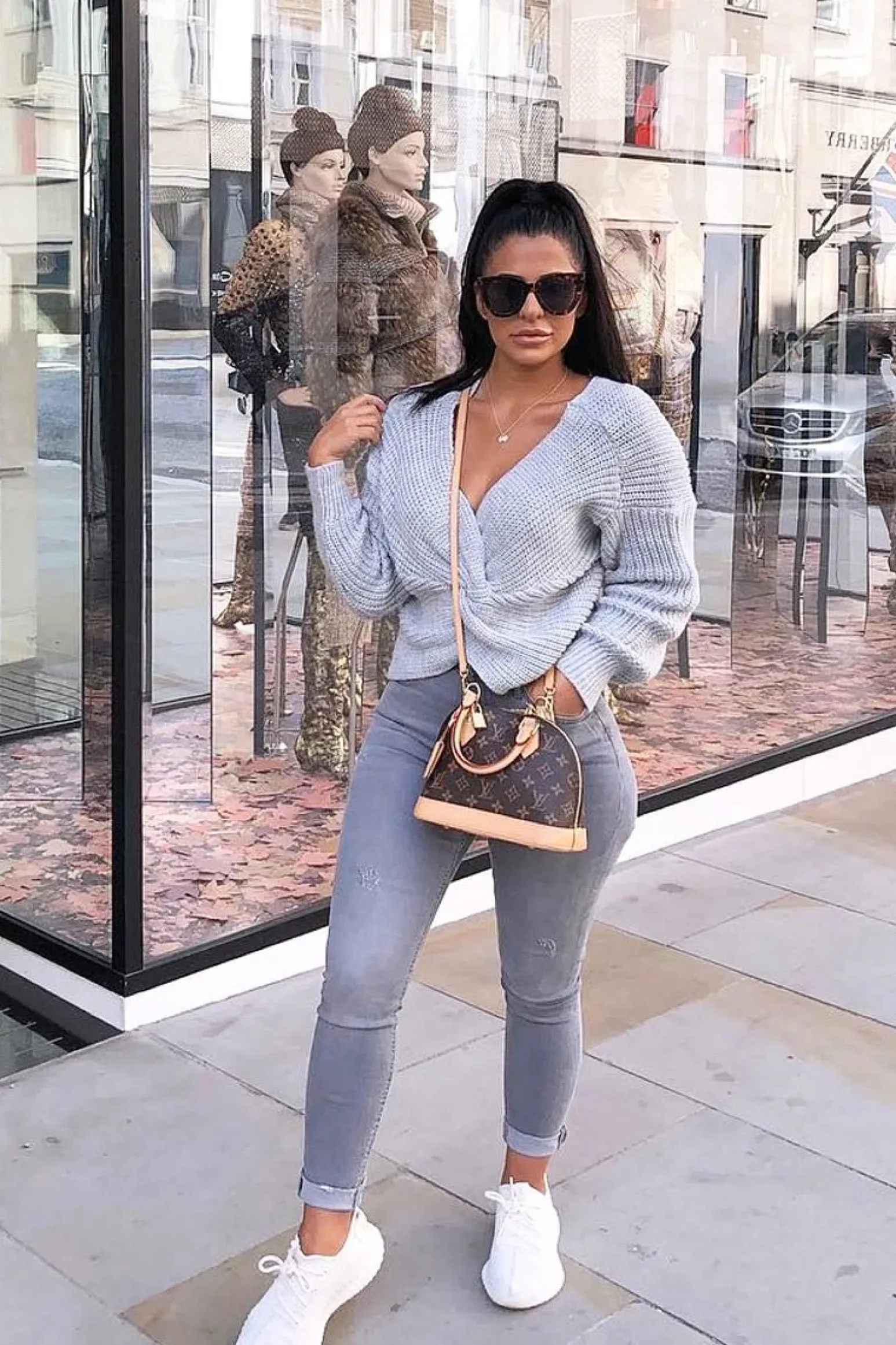 Rebellious Fashion Grey Knot Knit Jumper - Kerri
