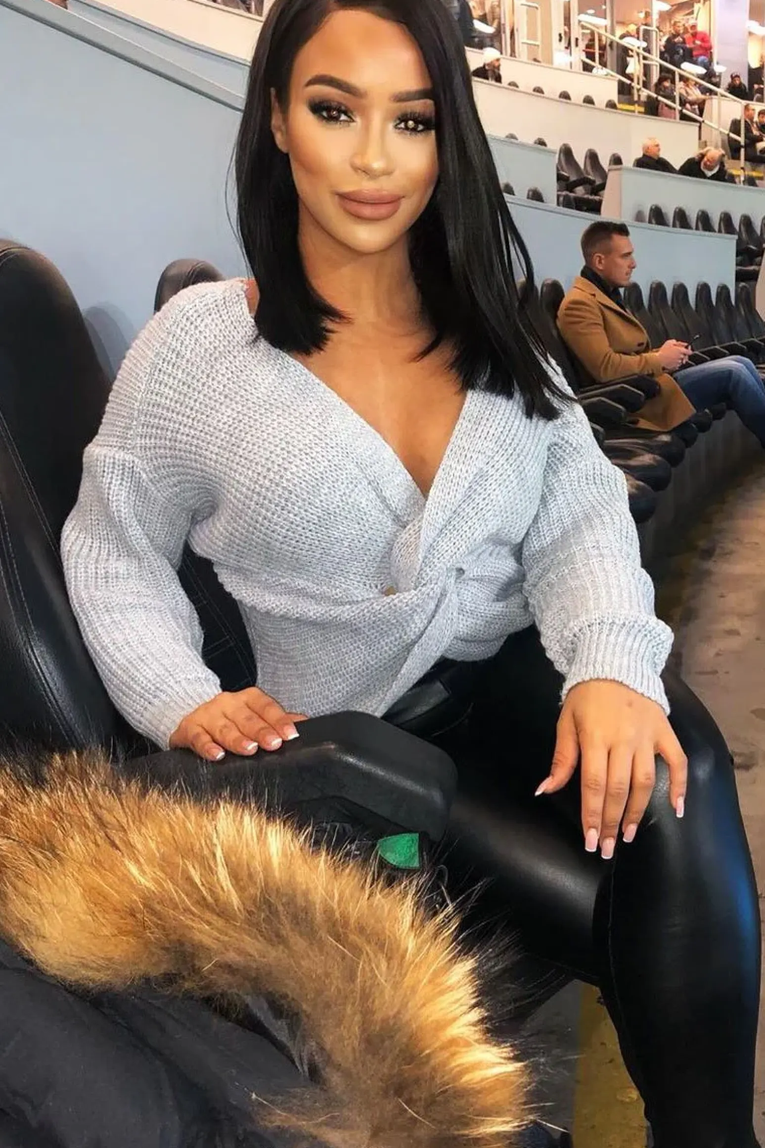 Rebellious Fashion Grey Knot Knit Jumper - Kerri