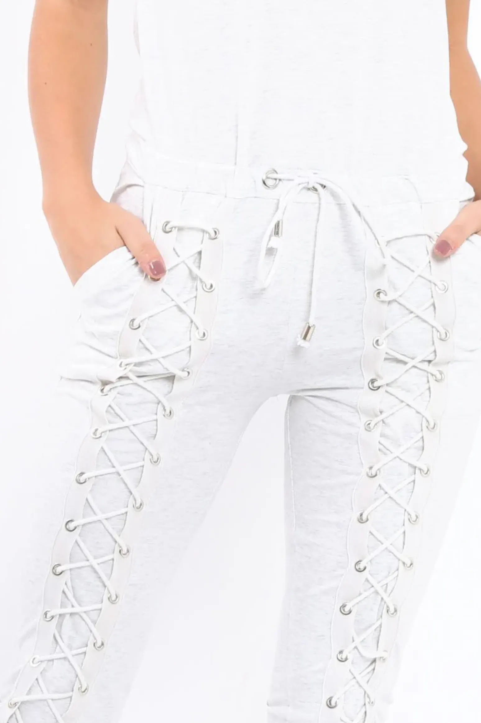 Rebellious Fashion Grey Lace up Jumpsuit - Aurora