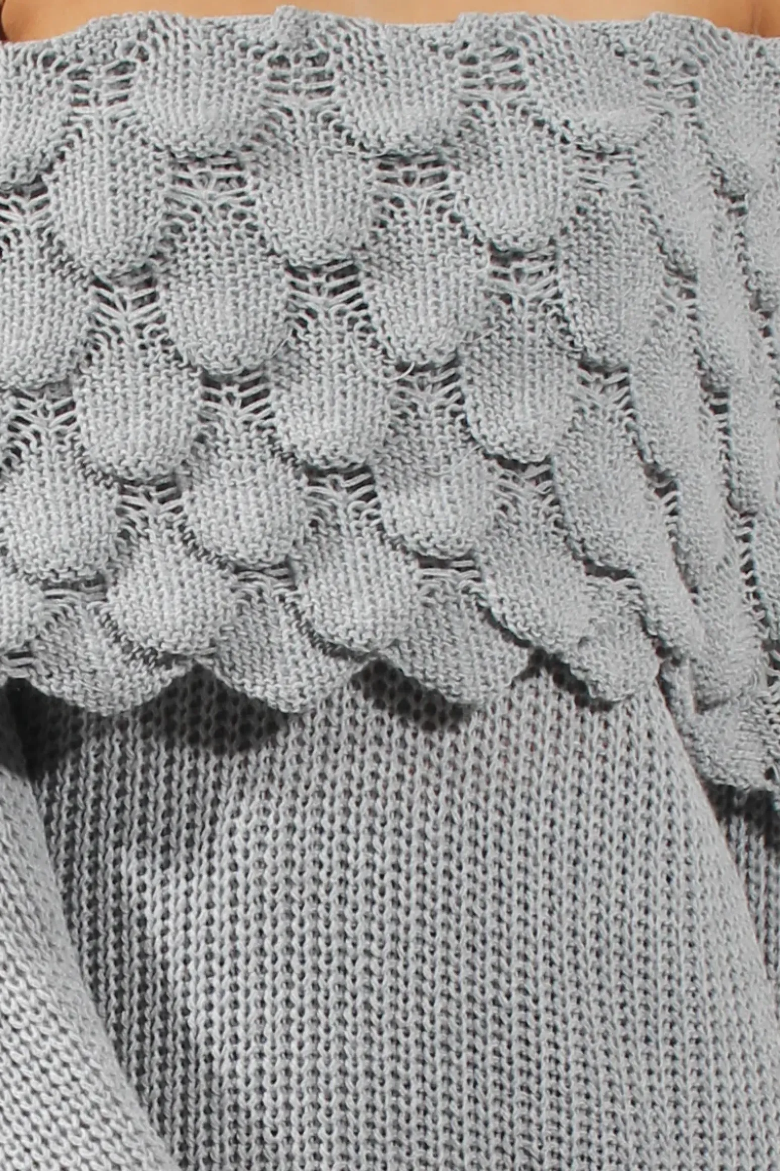 Rebellious Fashion Grey Layer Bardot Jumper- Sammie