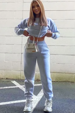 Rebellious Fashion Grey 'Lazy Girls Club' Slogan Joggers - Sahra