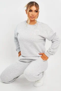Rebellious Fashion Grey 'Lazy Girls Club' Slogan Sweatshirt - Leila