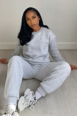 Rebellious Fashion Grey 'Lazy Girls Club' Slogan Sweatshirt - Leila
