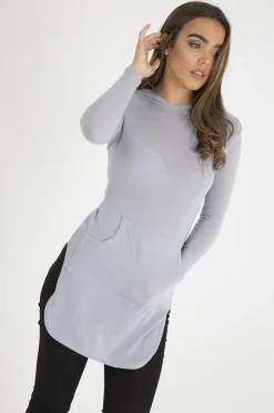 Rebellious Fashion Grey Longline Hoodie - Summer