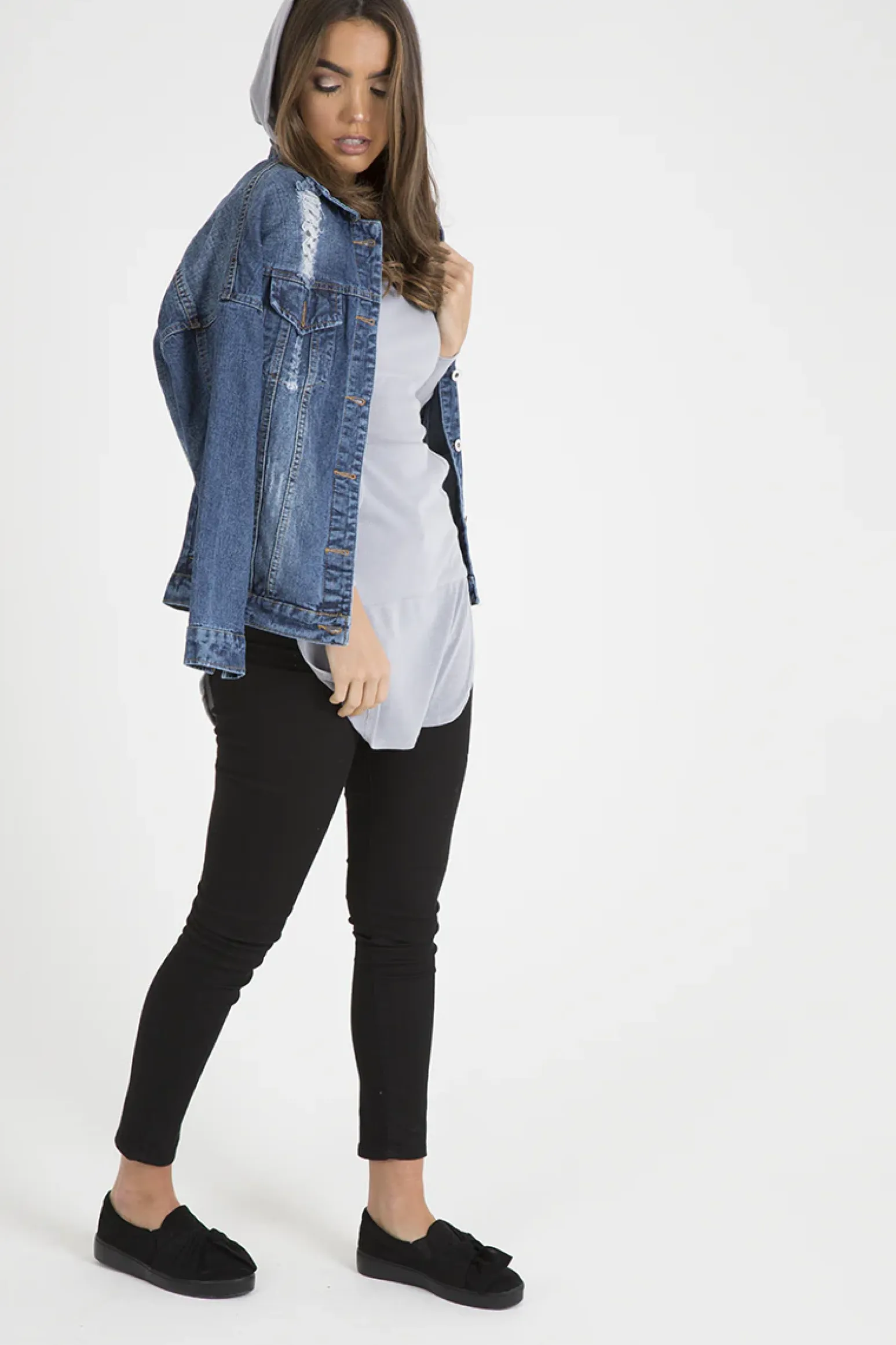 Rebellious Fashion Grey Longline Hoodie - Summer