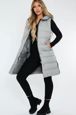 Rebellious Fashion Grey Longline Side Zip Gilet - Ilisha
