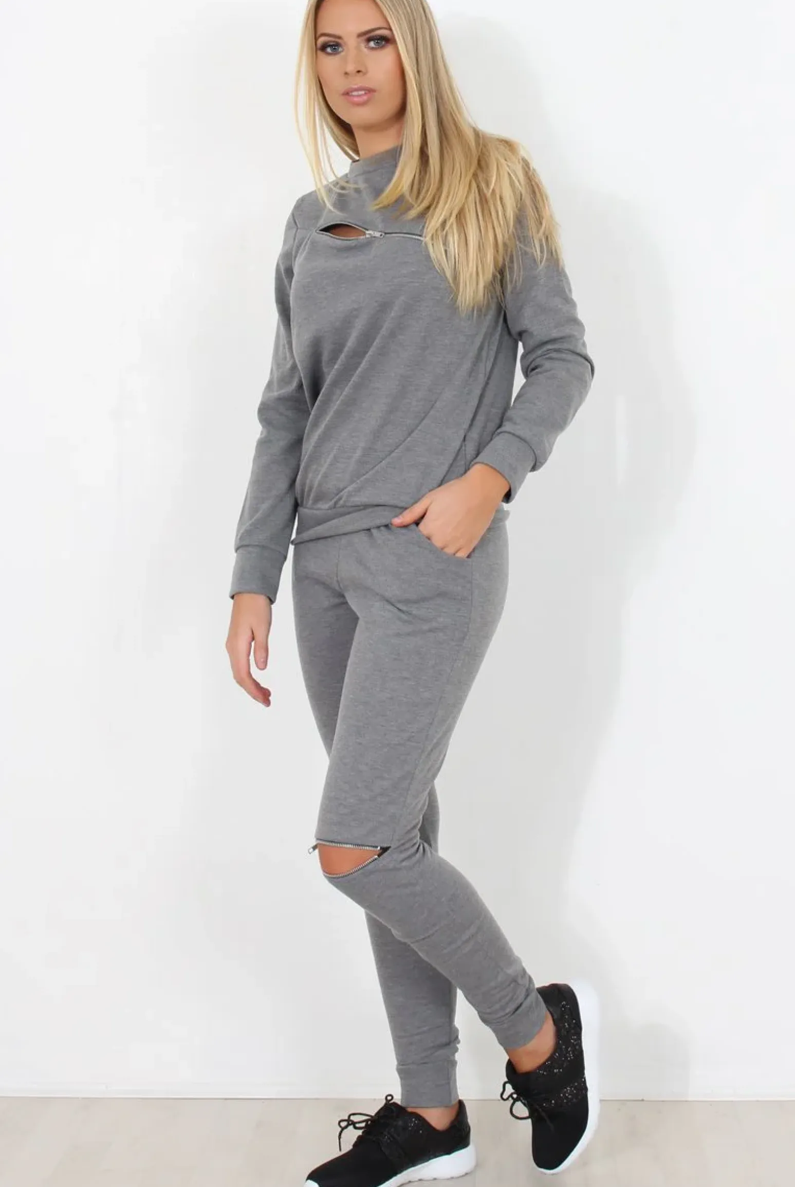Rebellious Fashion Grey Loungewear Set - Khloe
