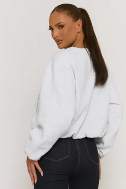 Rebellious Fashion Grey Marl Collarless Lightweight Bomber Jacket - Averil
