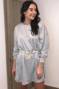 Rebellious Fashion Grey Oversized Jumper Dress - Oaklee
