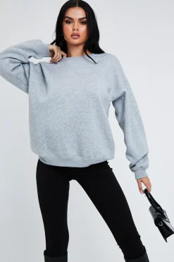 Rebellious Fashion Grey Oversized Sweatshirt - Tesse