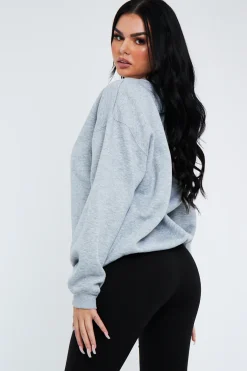 Rebellious Fashion Grey Oversized Sweatshirt - Tesse