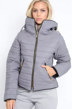 Rebellious Fashion Grey Padded Coat - Zara