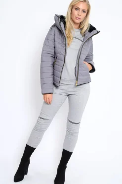 Rebellious Fashion Grey Padded Coat - Zara
