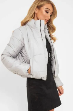 Rebellious Fashion Grey Puffer Coat - Alyssa