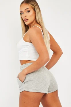 Rebellious Fashion Grey Quilted Lounge Shorts - Alaiza