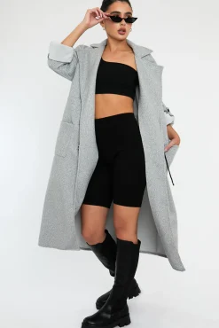 Rebellious Fashion Grey Relaxed Tie Waist Trench Coat - Mayva