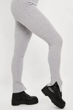 Rebellious Fashion Grey Ribbed Racer Neckline Jumpsuit - Kila
