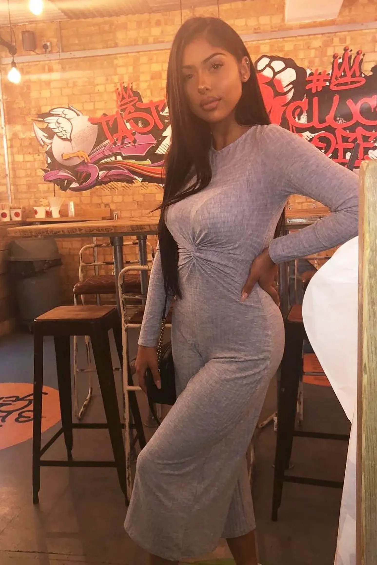 Rebellious Fashion Grey Rib Twist Front Culotte Jumpsuit - Elexis