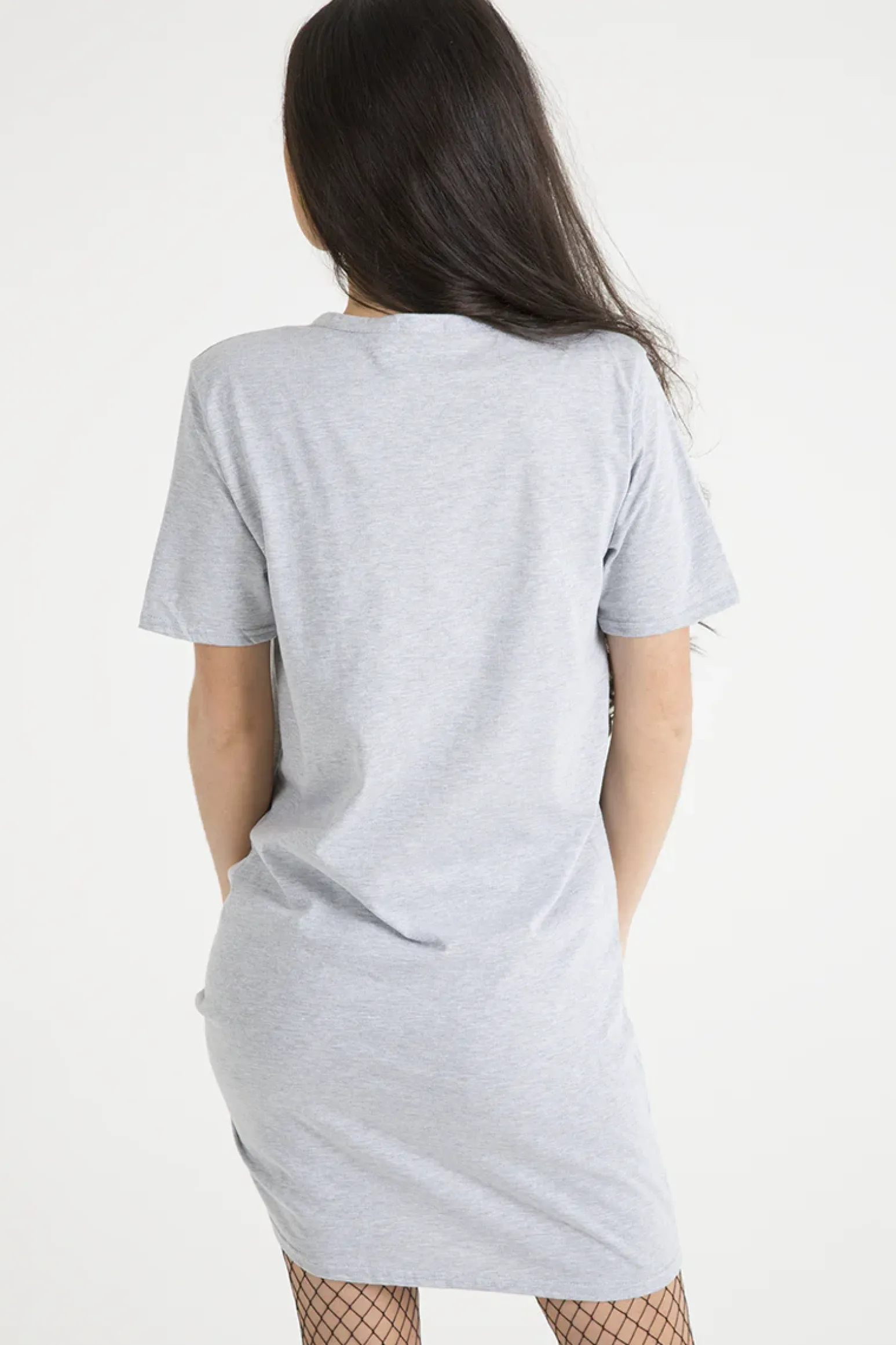 Rebellious Fashion Grey 'Riding In California' Graphic Print Cut Out Pin Detail T-Shirt Dress - Harper
