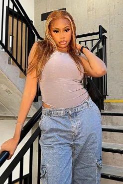 Rebellious Fashion Grey Round Neck Sleeveless Bodysuit - Himari