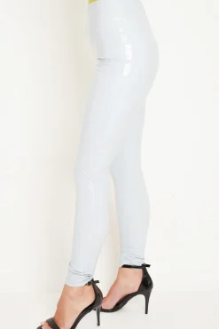Rebellious Fashion Grey Shiny Vinyl PU Leggings - Rio