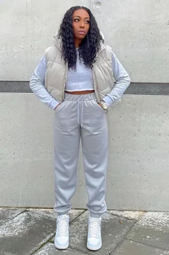 Rebellious Fashion Grey Side Pocket Scuba Joggers - Lallie