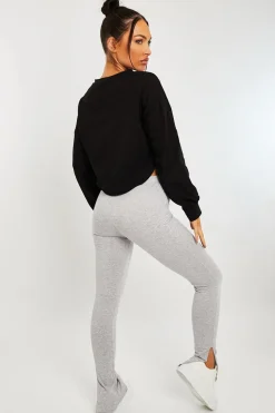 Rebellious Fashion Grey Side Split Leggings - Oliviah
