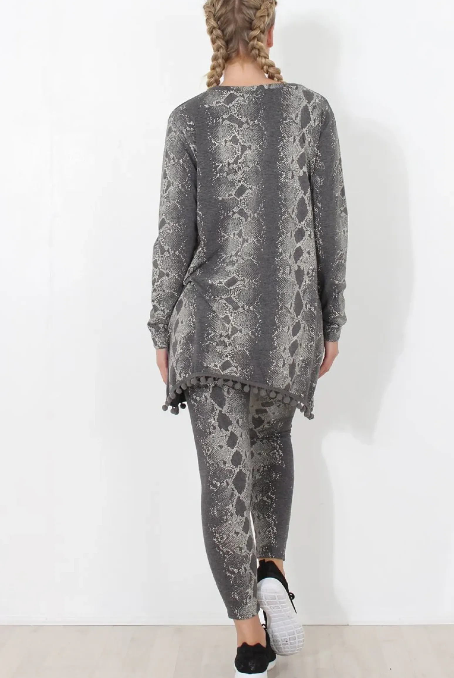 Rebellious Fashion Grey Snakeskin Loungewear - Claudia