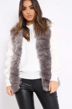 Rebellious Fashion Grey Soft Faux Fur Gilet - Elianna
