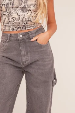 Rebellious Fashion Grey Stretch Wide Balloon Leg Jeans - Madison