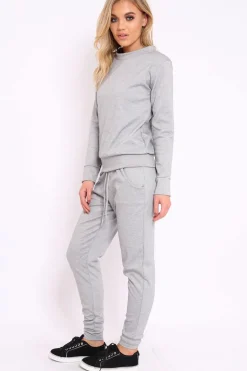 Rebellious Fashion Grey Sweatshirt and Joggers Loungewear Set - Evalin