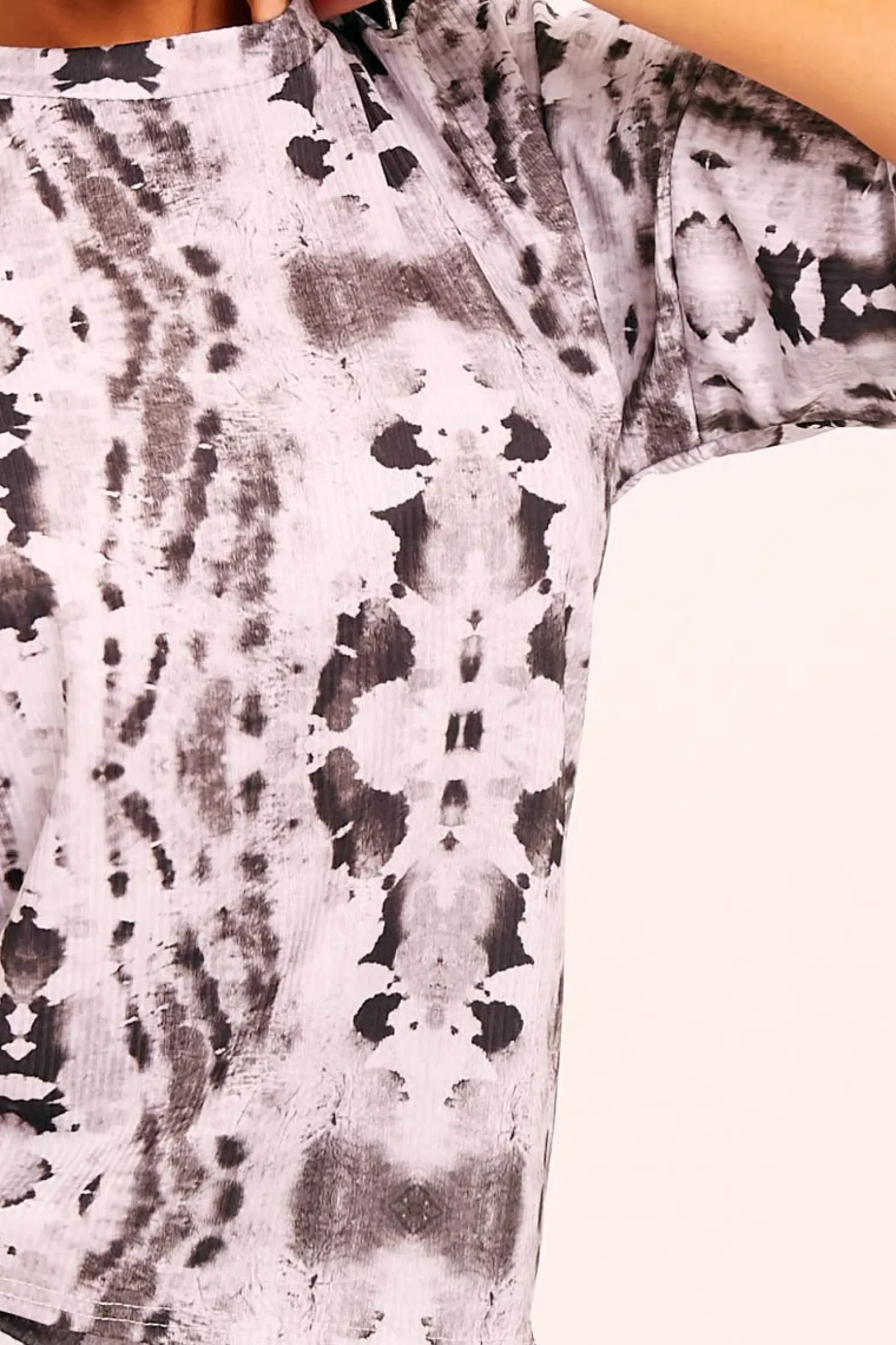 Rebellious Fashion Grey Tie Dye Ribbed Cycling Shorts Co-ord - Haizlee