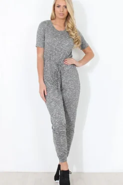 Rebellious Fashion Grey Tie Waist Jumpsuit - Cheryl