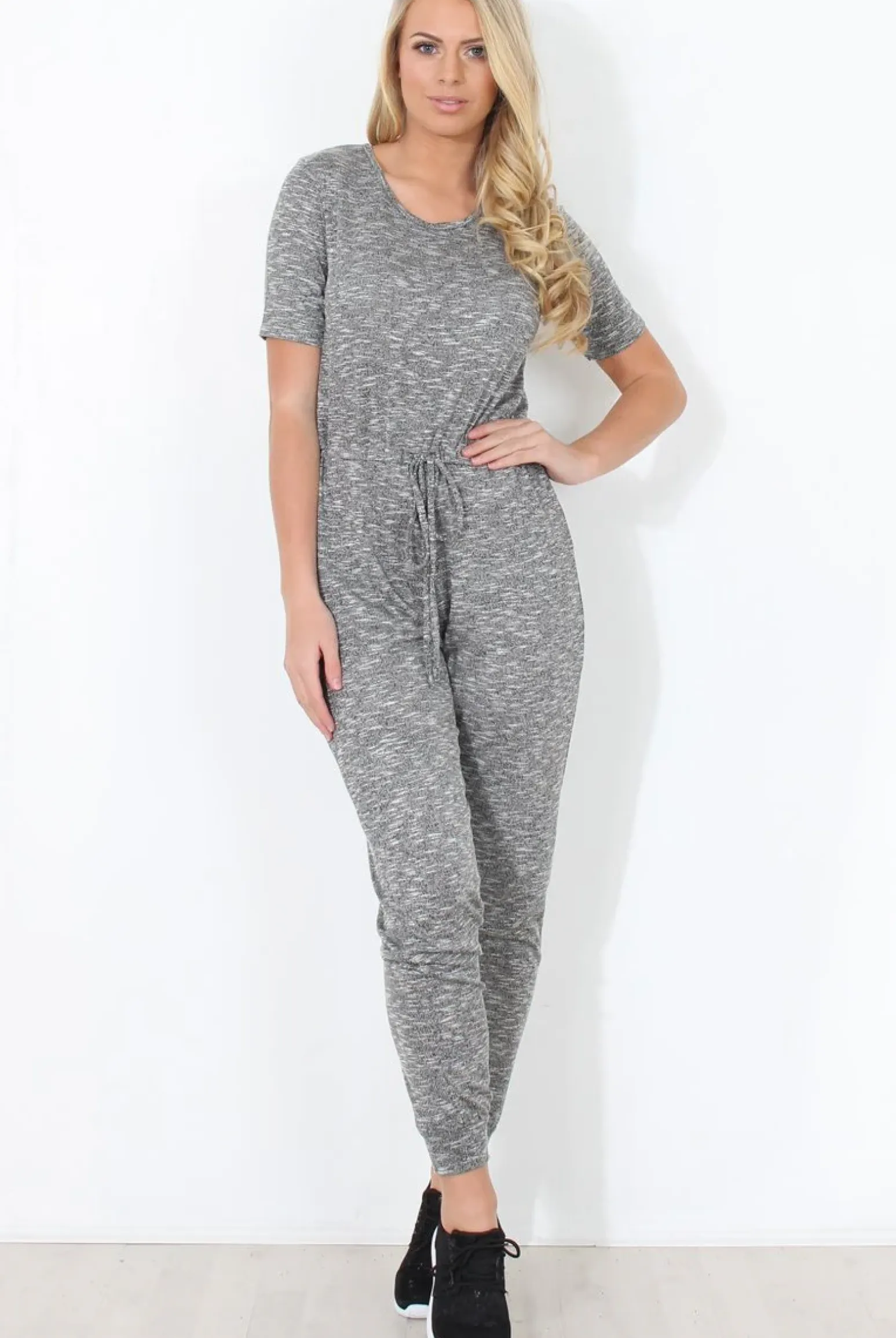 Rebellious Fashion Grey Tie Waist Jumpsuit - Cheryl