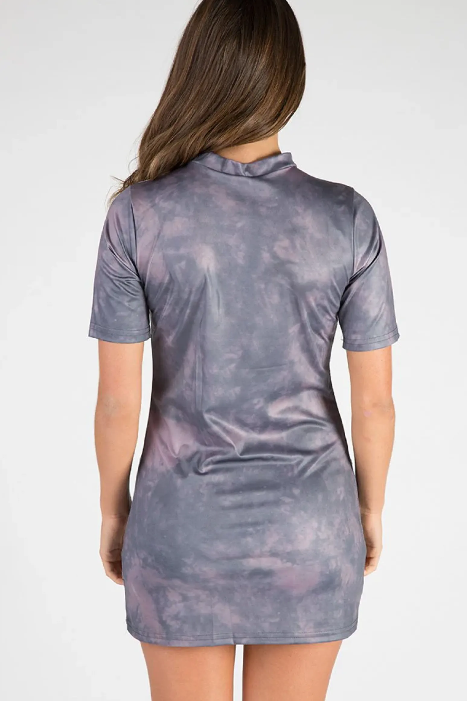 Rebellious Fashion Grey Tiger Print Lace Up T Shirt Dress - Lula