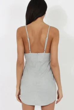 Rebellious Fashion Grey V Plunge Bodycon Mini Dress - Gwen