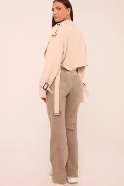 Rebellious Fashion Grey Washed Stretch Mid Waist Straight Leg Denim Jeans - Remy