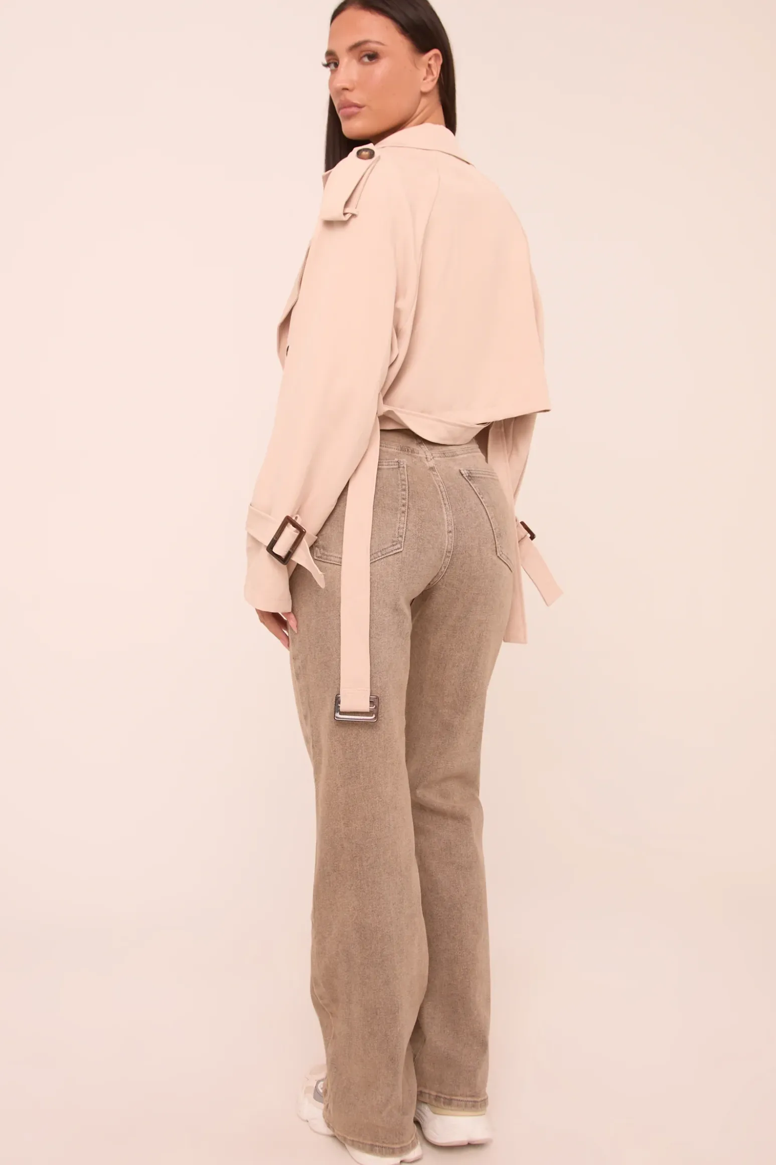 Rebellious Fashion Grey Washed Stretch Mid Waist Straight Leg Denim Jeans - Remy