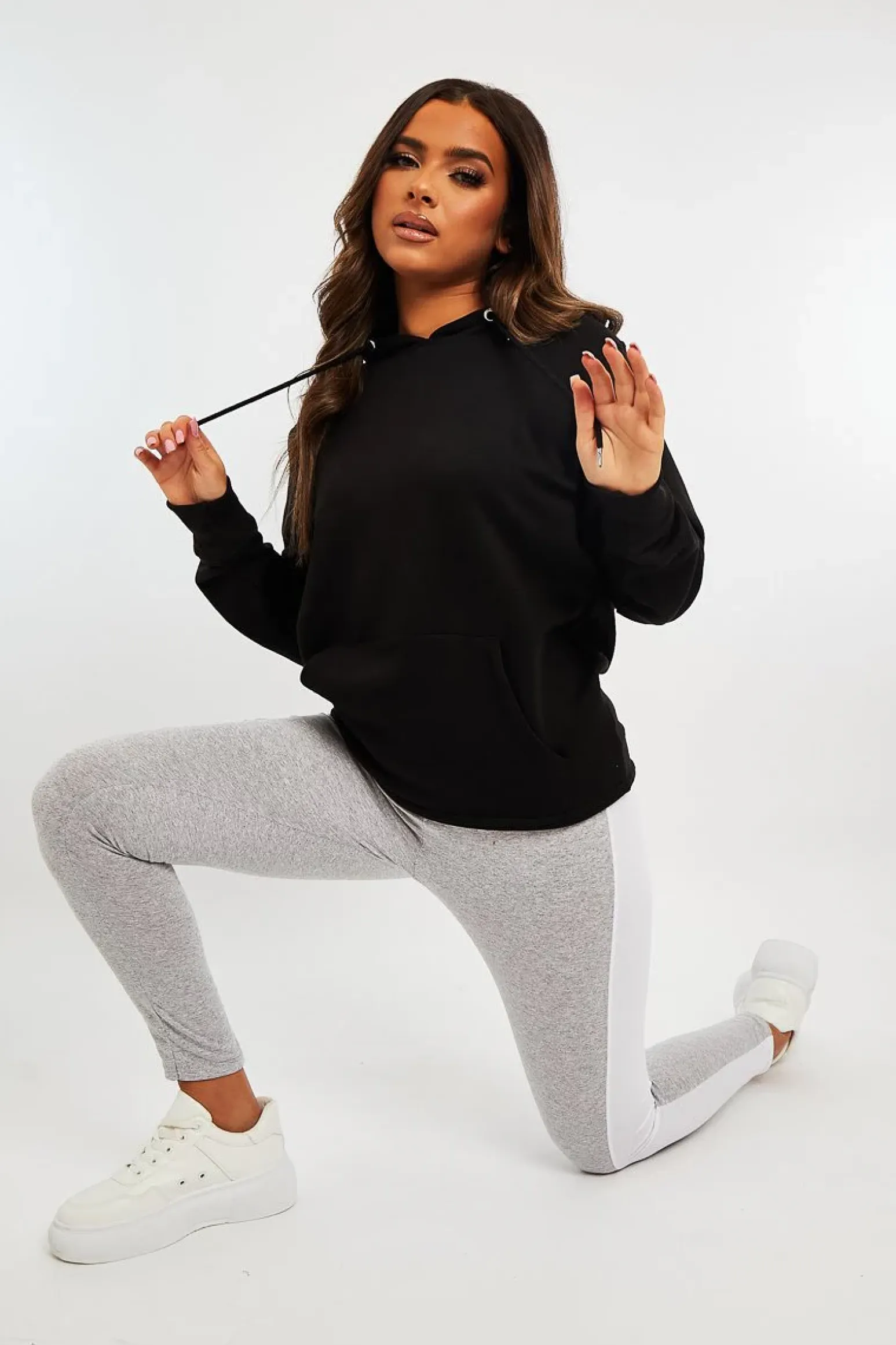 Rebellious Fashion Grey White Side Stripe Leggings - Cairo