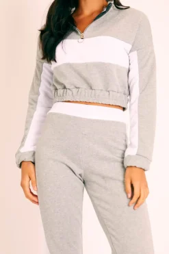 Rebellious Fashion Grey White Stripe Cuff Bottom Tracksuit Co-ord - Nadie
