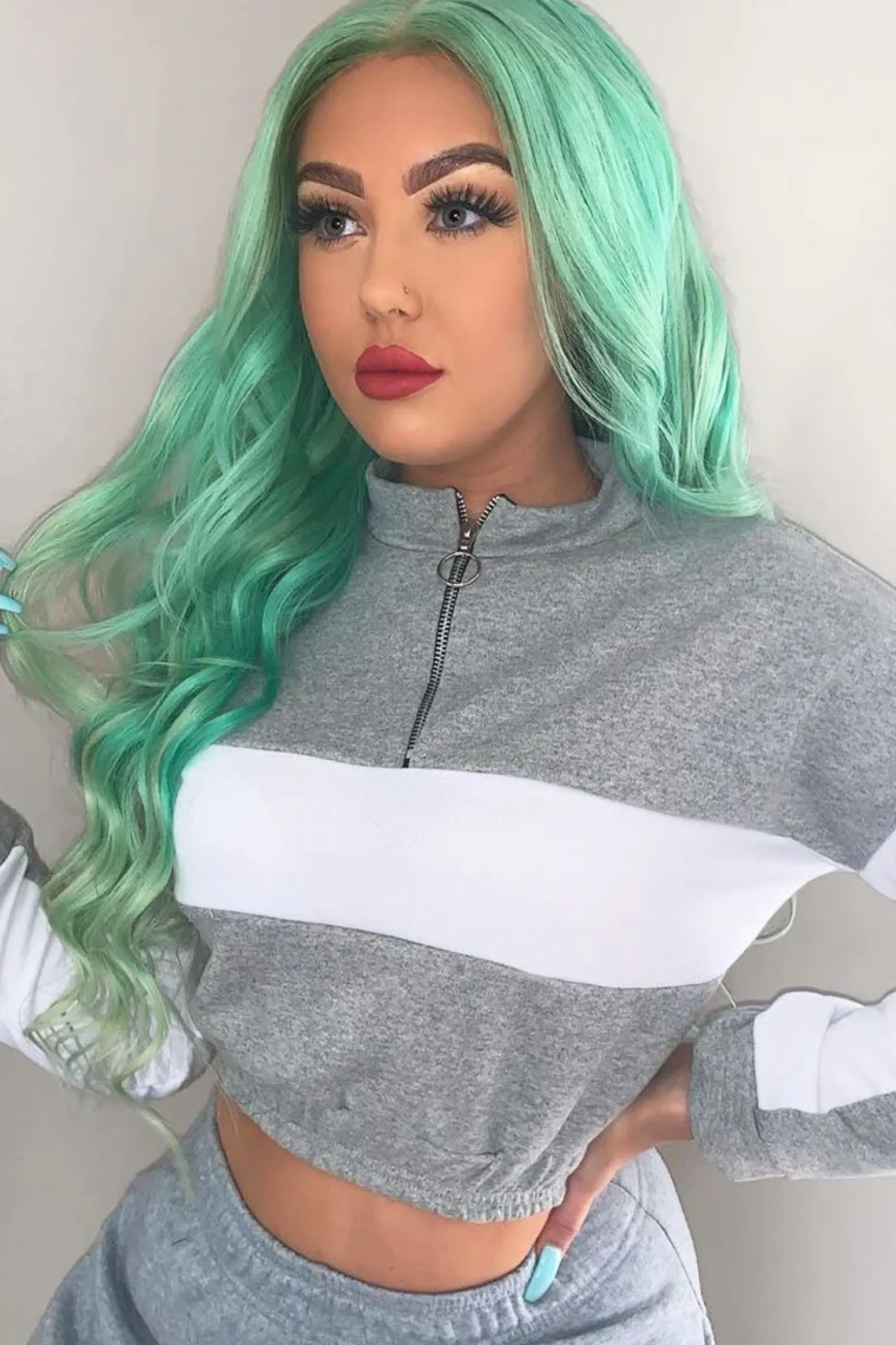 Rebellious Fashion Grey White Stripe Cuff Bottom Tracksuit Co-ord - Nadie