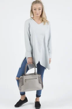 Rebellious Fashion Grey Wrap Around Oversized Hoodie - Yasmin