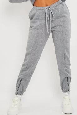 Rebellious Fashion Grey Zip Ankle Joggers - Lanah