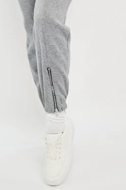 Rebellious Fashion Grey Zip Ankle Joggers - Lanah