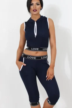 Rebellious Fashion Harlow Navy Activewear Two Piece